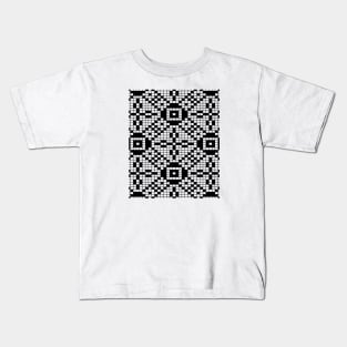 Grid Paper White and Black Geometric Cross Pattern Vector Art Kids T-Shirt